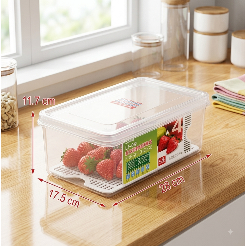 กล่อง แช่ +ตะแกรง อาหาร พลาสติก # lf04 คีย์เวย์ keyway 4.2 L