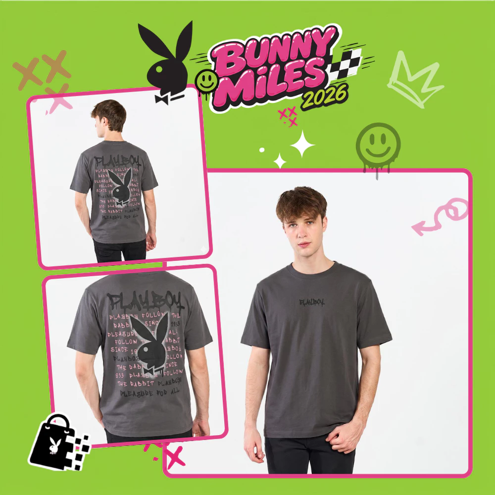 PLAYBOY 05PB เสื้อยืด เสื้อผ้าผู้ชาย/เสื้อ/เสื้อยืดสีเทา รุ่น P1MT265TB042GY