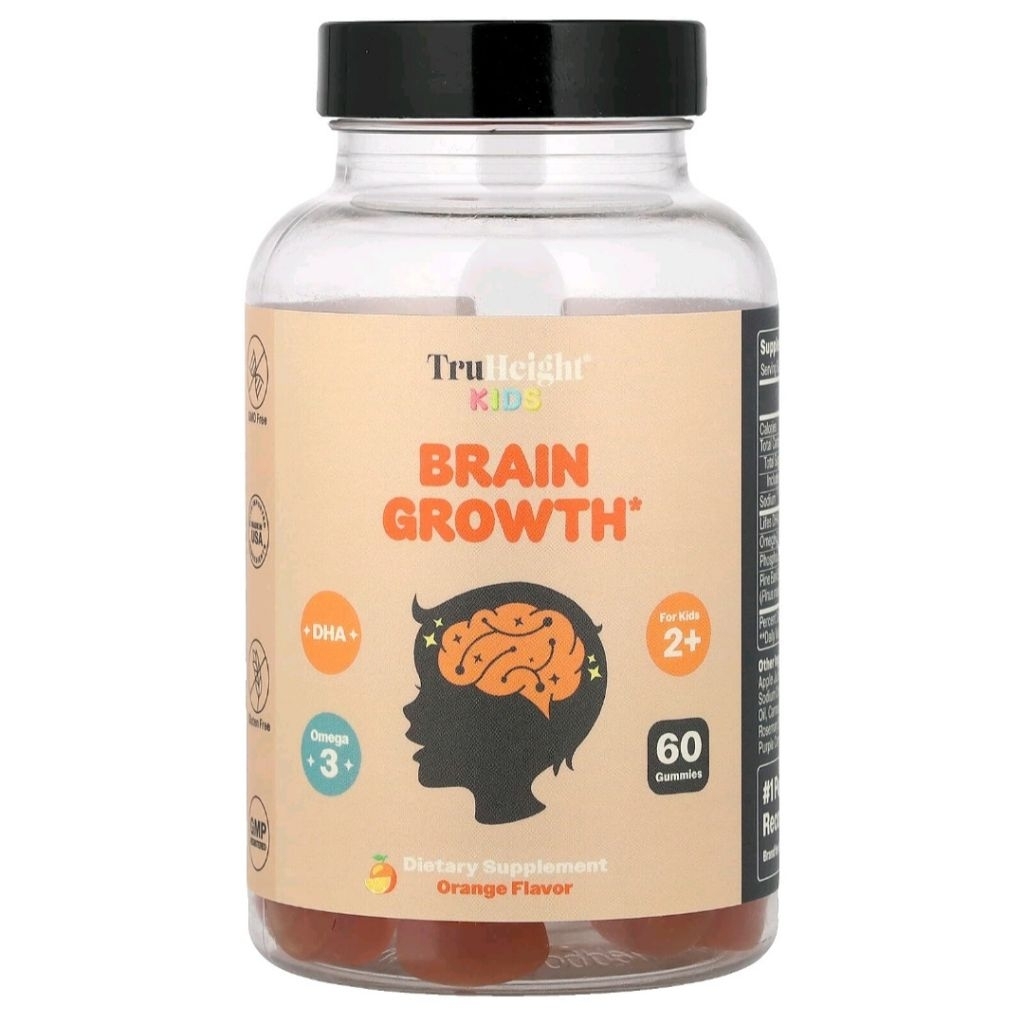 TruHeight, Kids, Brain Growth Gummies, For Kids 2+ Orange, 60 Gummies