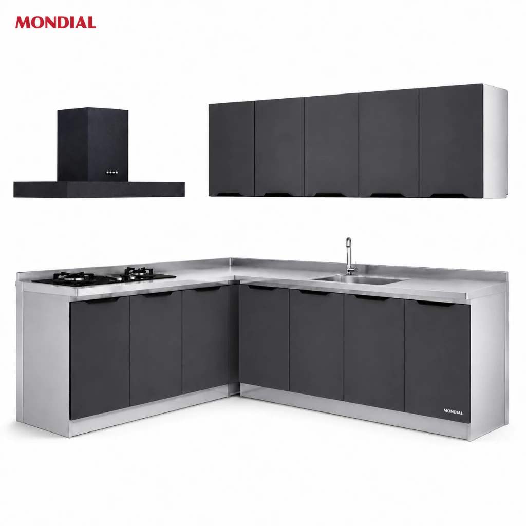 Mondial สีเทา เคาเตอร์ครัว 304 สแตนเลส ตู้อ่างล้างจาน ตู้ซิ้งล้างจาน kitchen cabinet 80CM/100CM ตู้เก็บของสแตนเล