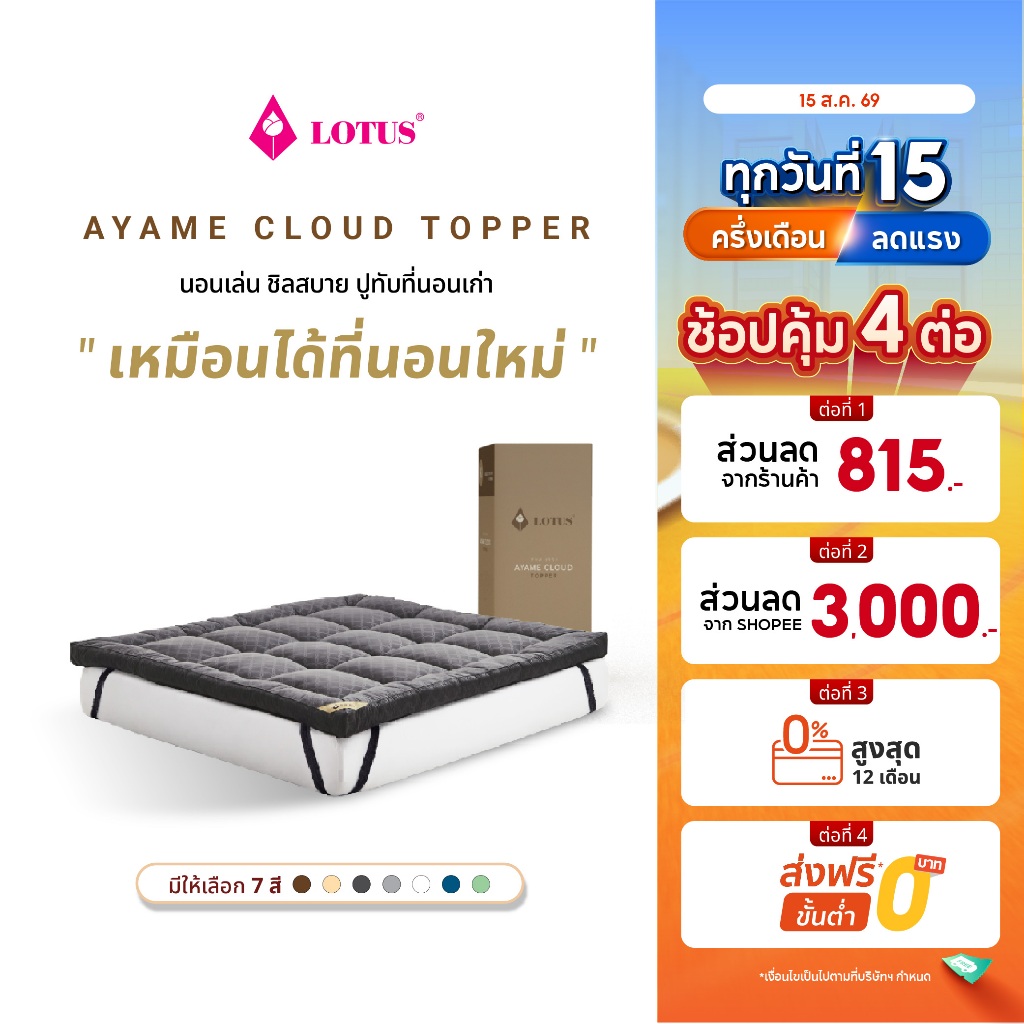LOTUS ที่นอนนุ่มสบายกว่าขนห่านเทียม ที่นอนนาโน คลาวด์ไฟเบอร์