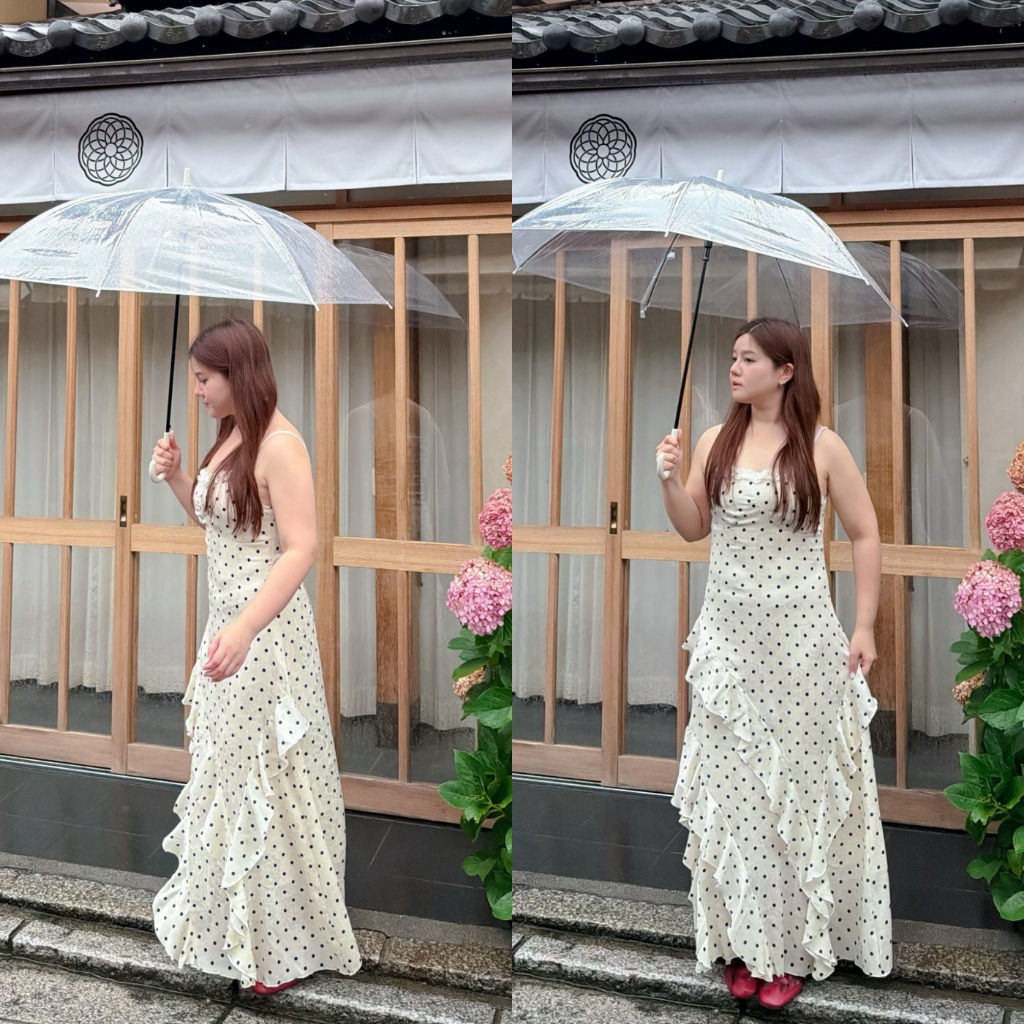 ( อกถึง 46") Cascade Dot เดรสสาวอวบ ชุดสาวอวบ