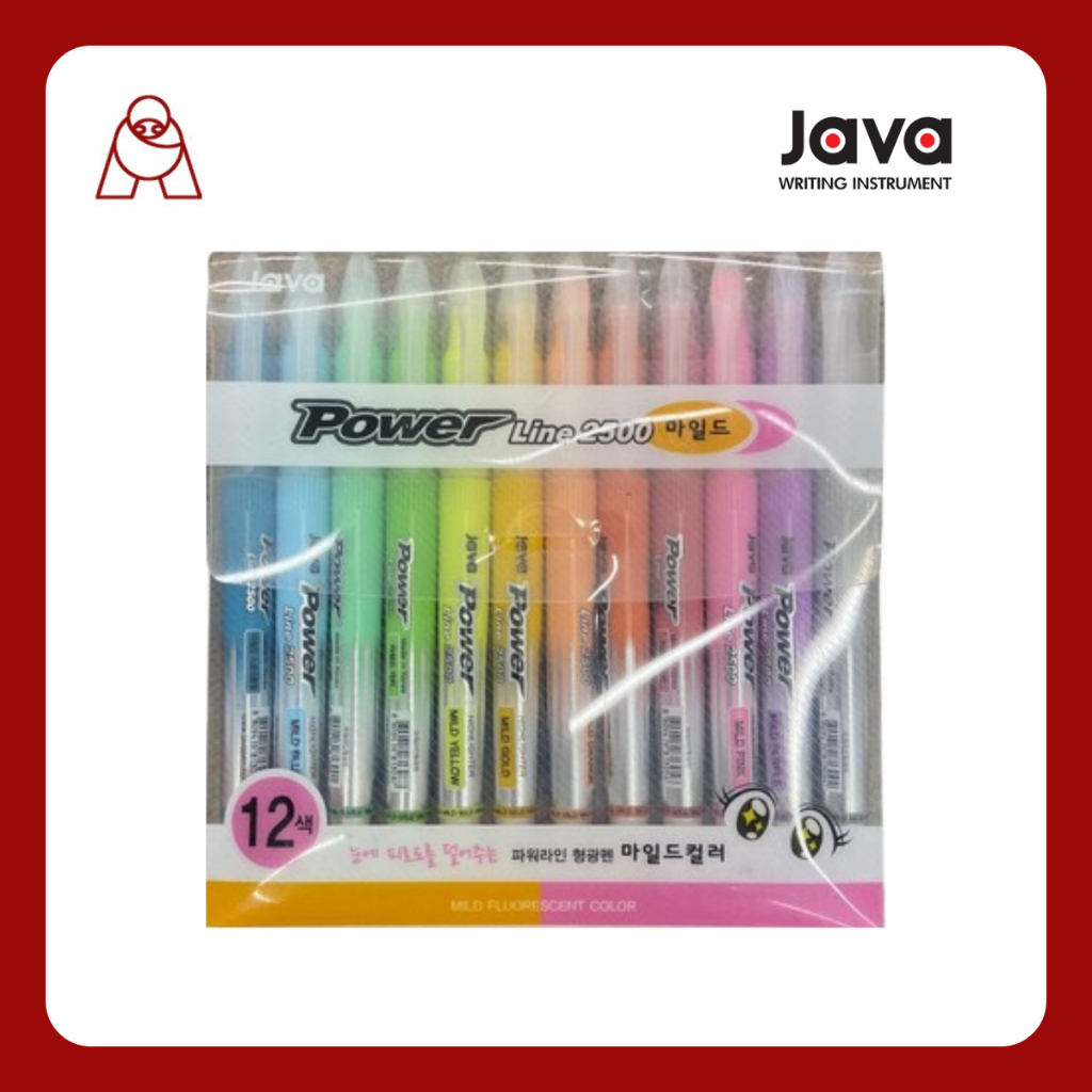 เซ็ต12 สี ปากกาเน้นข้อความ Java Power Line 2500
