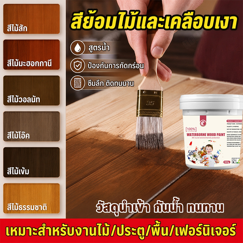 หลายสีให้เลือก🎨 แลคเกอร์ทาไม้ 0.5L1L/2L สีทาไม้ สีย้อมไม้ แห้งเร็ว ทำความสะอาดง่าย สีทาเฟอร์นิเจอร์ สีแลคเกอร์เงาไม้
