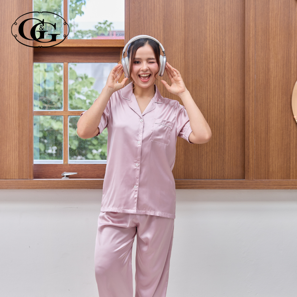 G&G بيجاما ساتان بياقة وبنطلون طويل — صورة 3