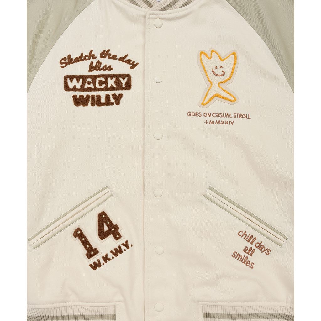 WACKY WILLY เสื้อแจ็คเก็ตรุ่น FACET PATCHWORK GRAPHIC VASITY CREAM Unisex (80021SFPJKU_S6CMXX) — صورة 7