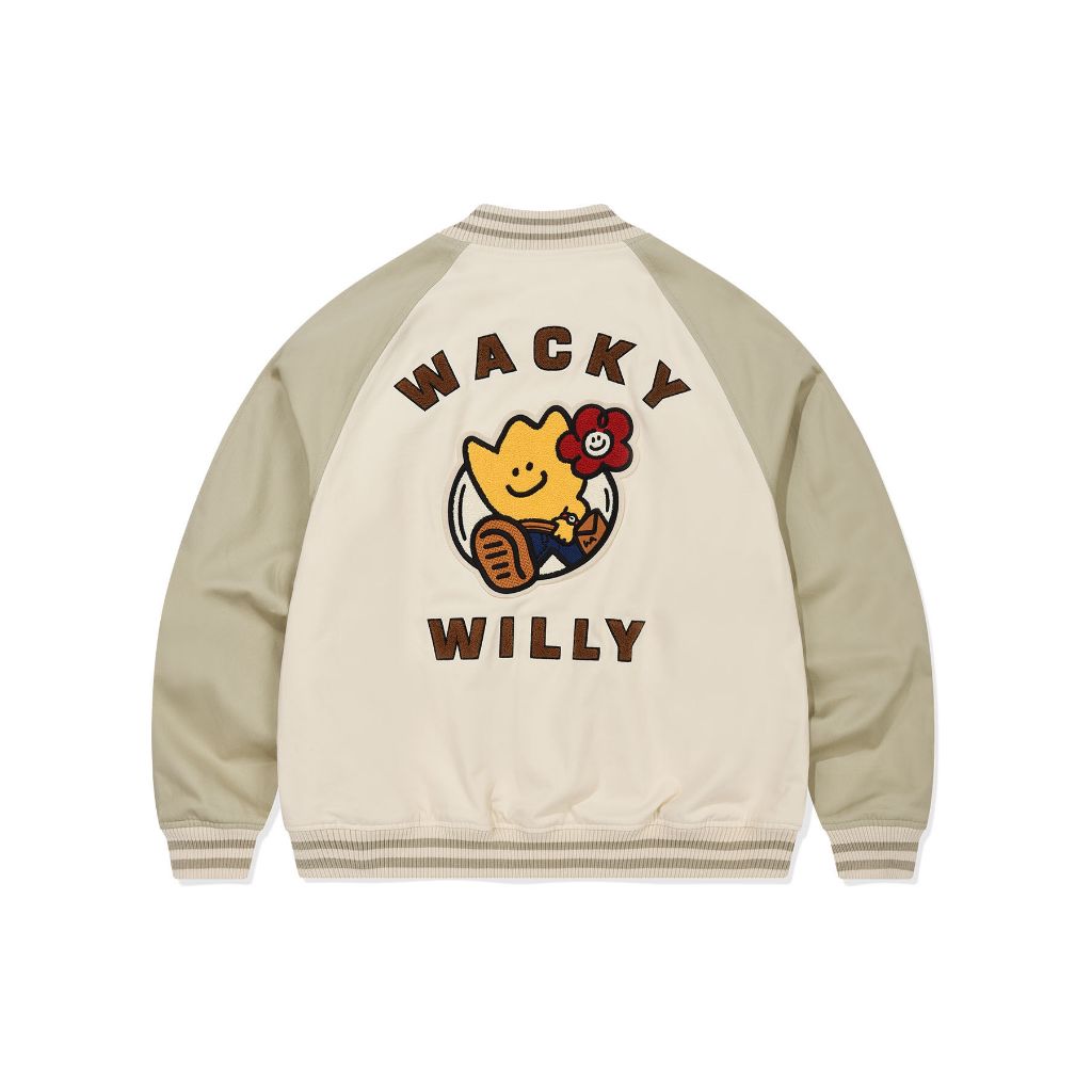 WACKY WILLY เสื้อแจ็คเก็ตรุ่น FACET PATCHWORK GRAPHIC VASITY CREAM Unisex (80021SFPJKU_S6CMXX) — صورة 2