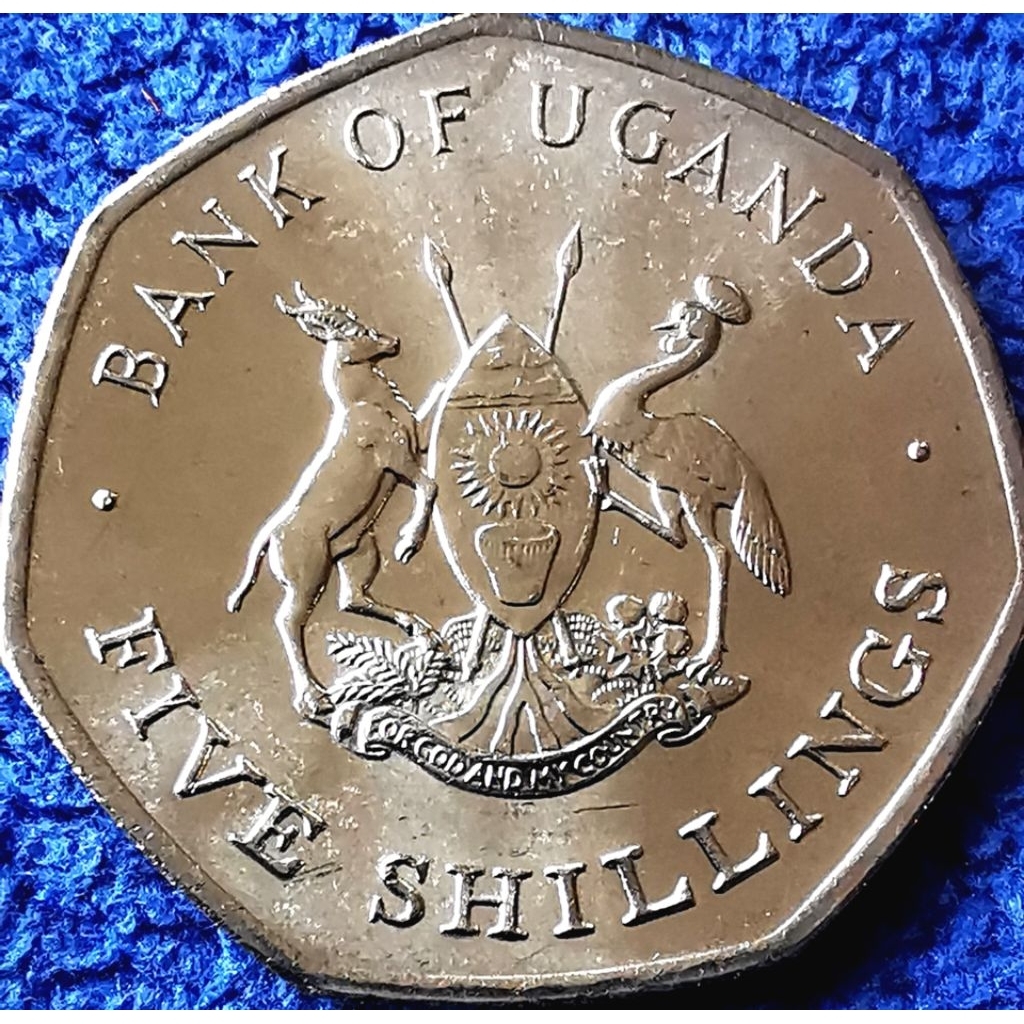 เหรียญ​ต่างประเทศ​ อูกันดา Uganda, 5 Shillings, ไม่​ผ่าน​ใช้​ UNC, #​1157T