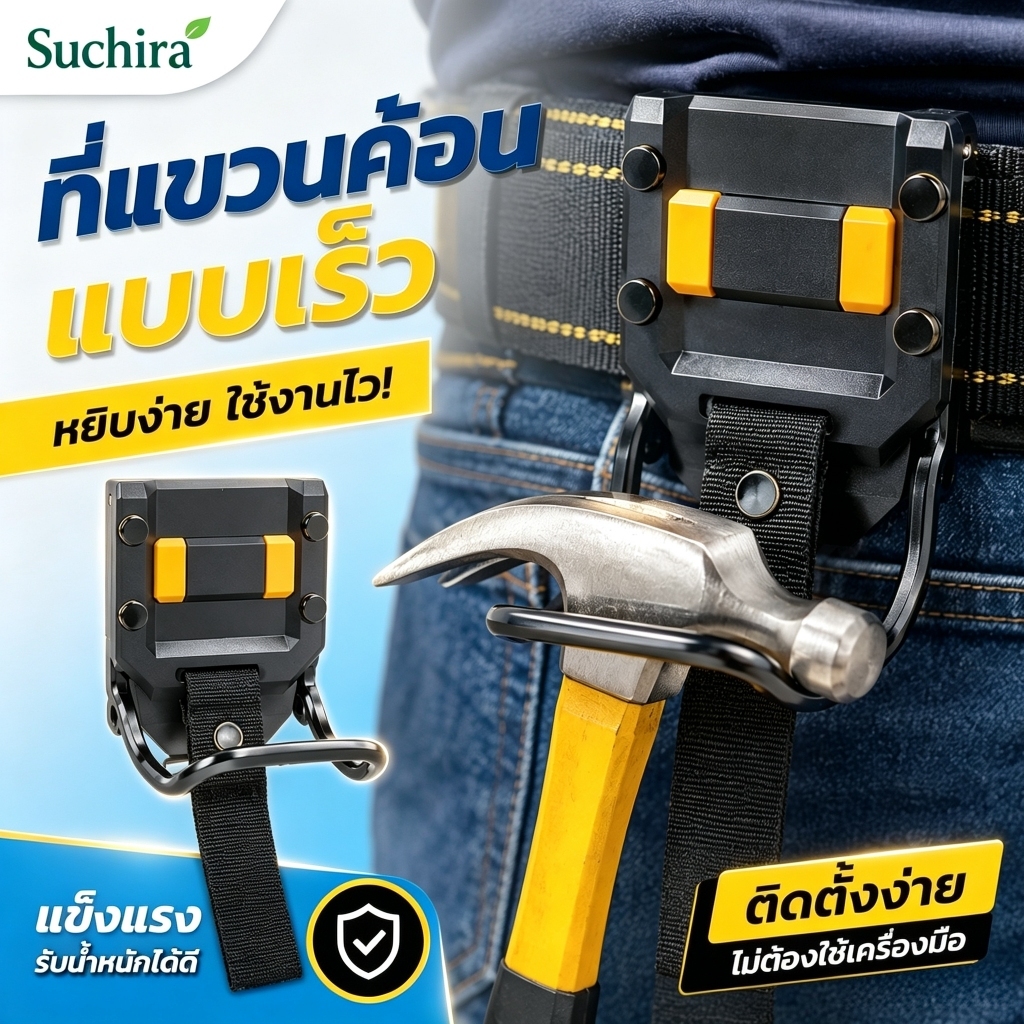 คลิปหนีบแขวนค้อนแบบปลดเร็ว ที่หนีบค้อนคาดเข็มขัด มัลติฟังก์ชัน แบบพกพา ทนทาน สำหรับช่างเครื่องมือ