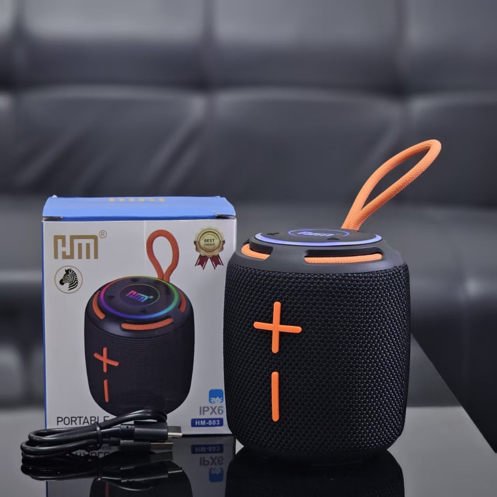 ลำโพงบลูทูธ รุ่น HM-803 กำลังขับ8W มีสายหิ้วพกพาง่าย รองรับ TF USB เสียงดีเบสแน่น  ลำโพงยอดฮิต พกพาส