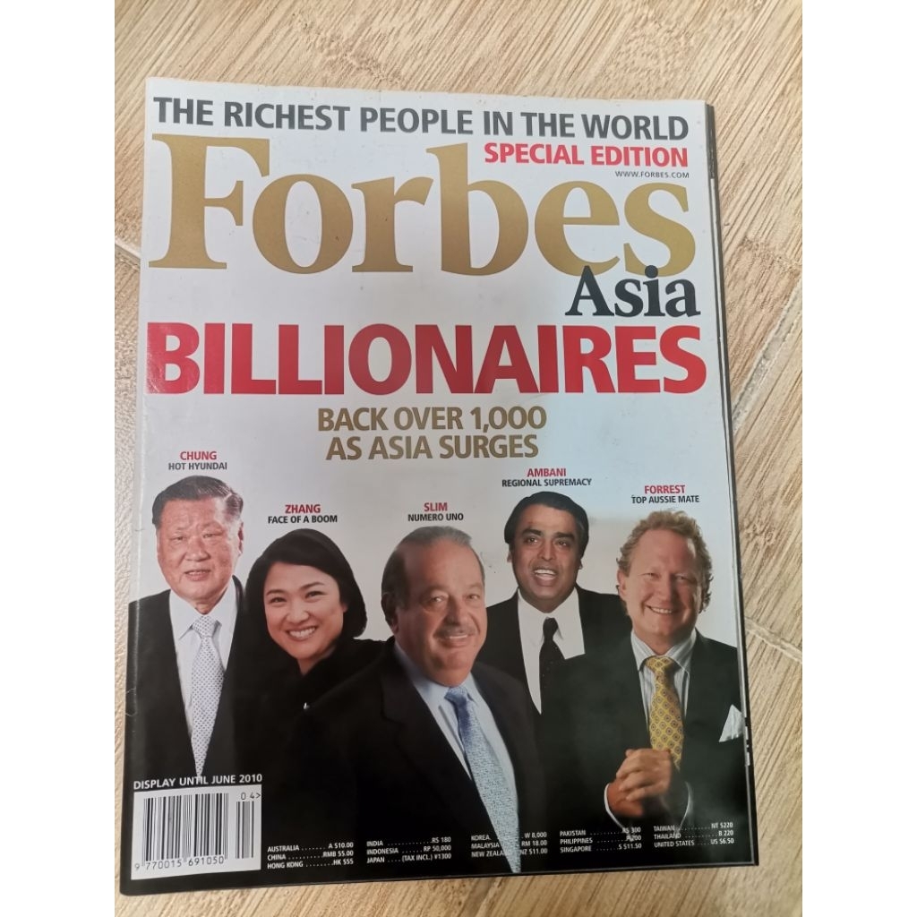 Forbes Asia, Special Edition, Billionaires, March 2010 นิตยสารฟอร์บส เอเชีย ฉบับพิเศษ รายชื่อมหาเศรษ