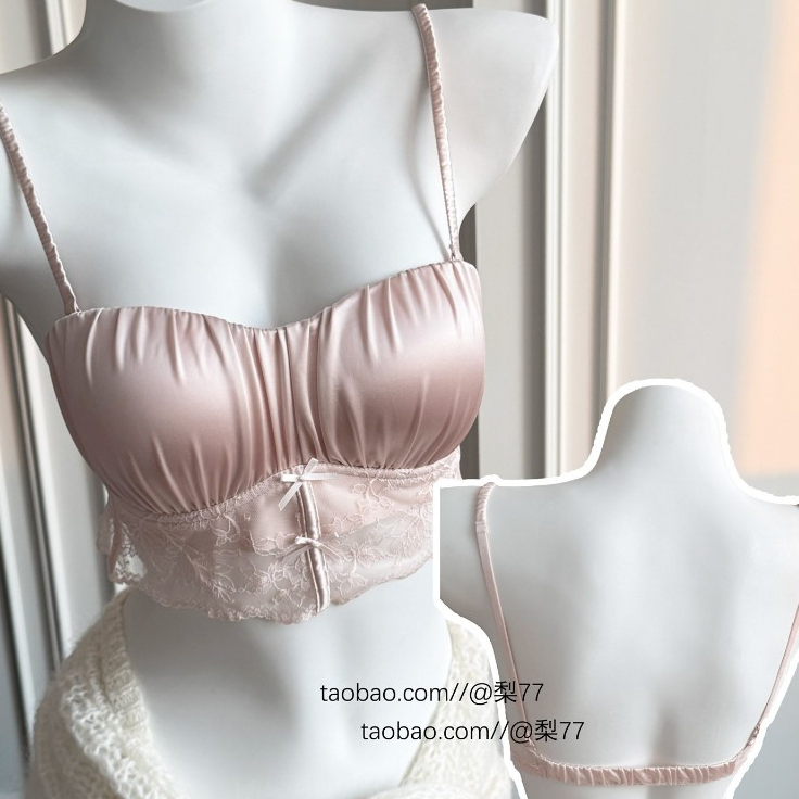 🌸Rilove🌸lace กางเกงในผู้หญิง เสื้อ ใน ไร้โครง ผ้าซาตินสไตล์ฝรั่งเศส ดีไซน์ลูกไม้เซ็กซี่ ดีไซน์เว้าหลัง