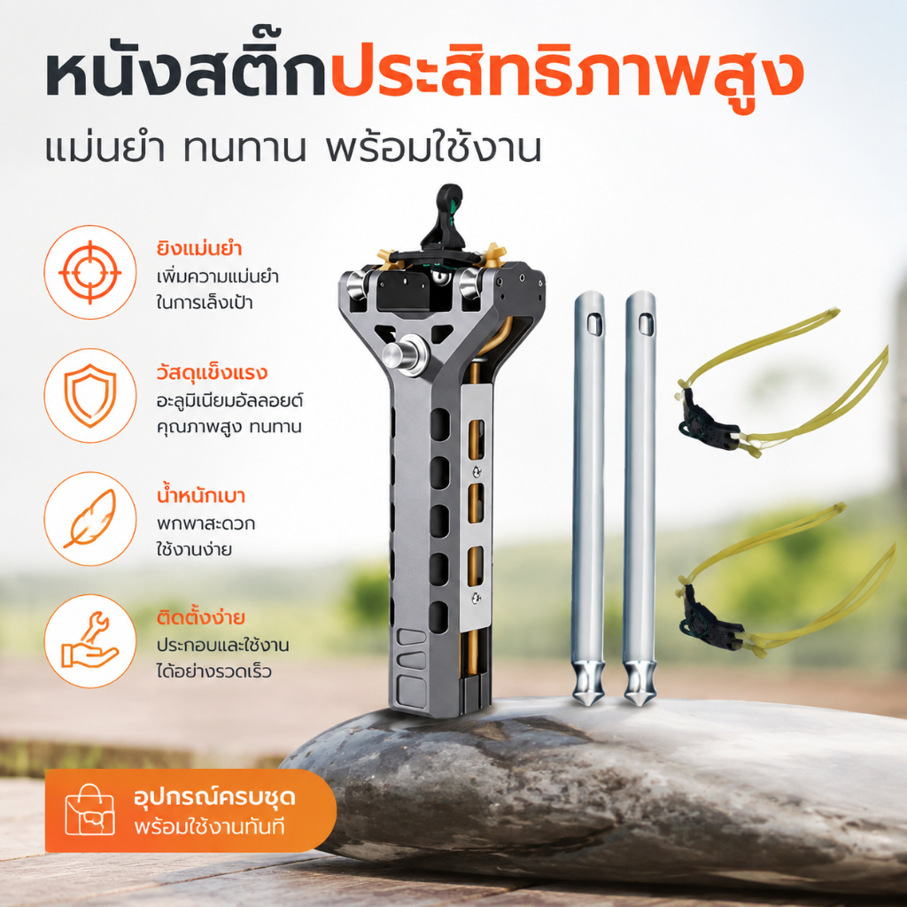 หนังสติ๊ก G4 พร้อม 2 ช่องลำกล้อง ยาง 2 เส้น ระบบโหลดอัตโนมัติ แม่เหล็กดึงลูกปืน ใช้กลางแจ้ง