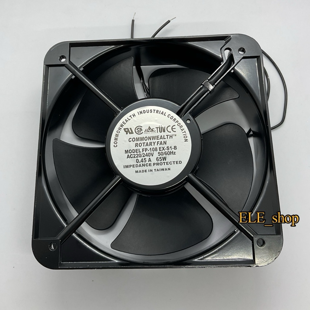 พัดลม 8นิ้ว Model : FP-108 EX-S1-B AC220-240 50/60Hz 0.45A 65W size 200x200x60mm