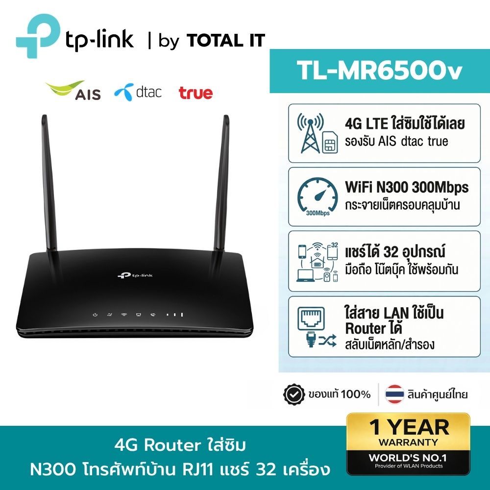 TP-LINK TL-MR6500v N300 4G LTE Telephony WiFi Router