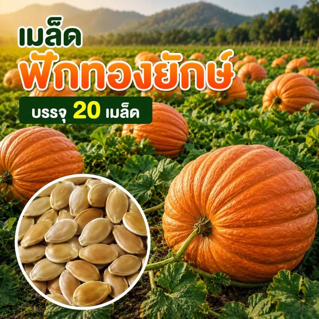 เมล็ดพันธุ์ฟักทองยักษ์ โครตใหญ่ ซองละ20เมล็ด