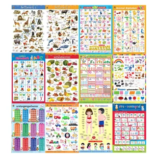Aksara for kids โปสเตอร์ อาบเงา คละแบบ สั่งขั้นต่ำ 4 แผ่นขึ้นไป