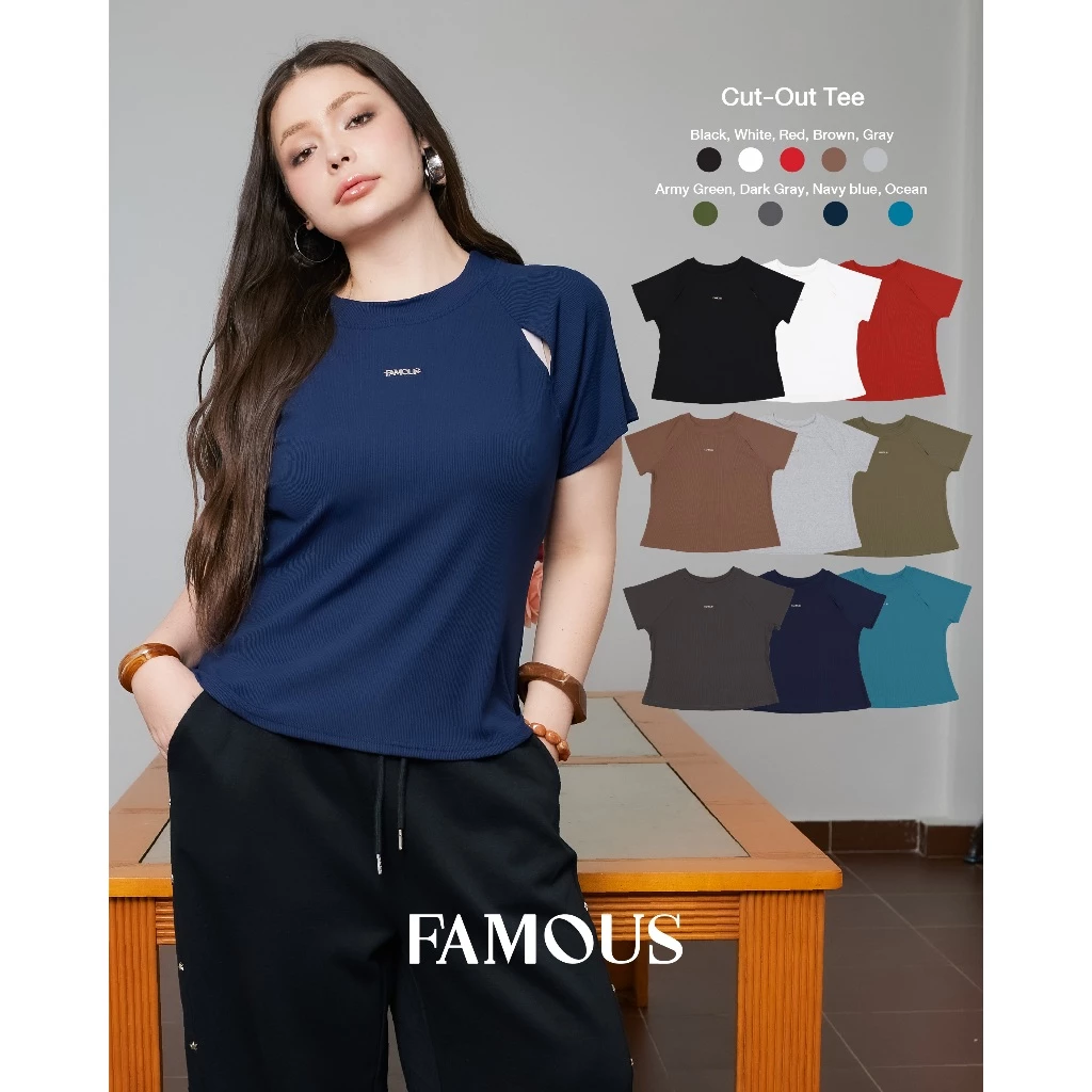 เสื้อแขนสั้นเว้าแขน Cut-Out Tee #FMBL-E2T257 #COE