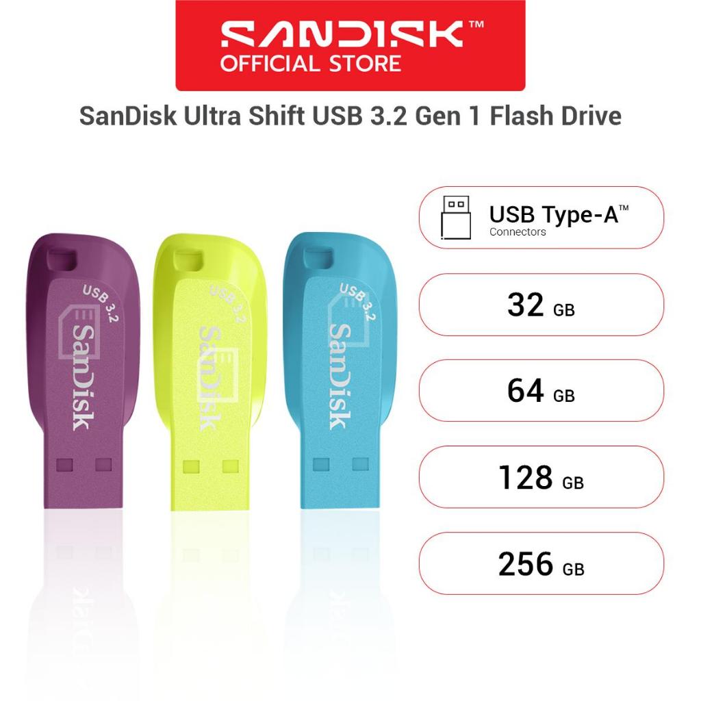 SanDisk Ultra Shift USB 3.2 Gen 1 Flash Drive (SDCZ410 EP BB CO) 32GB 64GB ประกัน Synnex 5 ปี