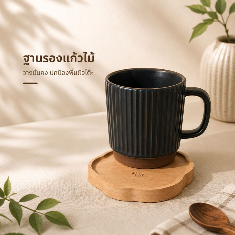 ที่รองแก้วไม้สไตล์มินิมอล ลายน้องแมว/น้องหมา