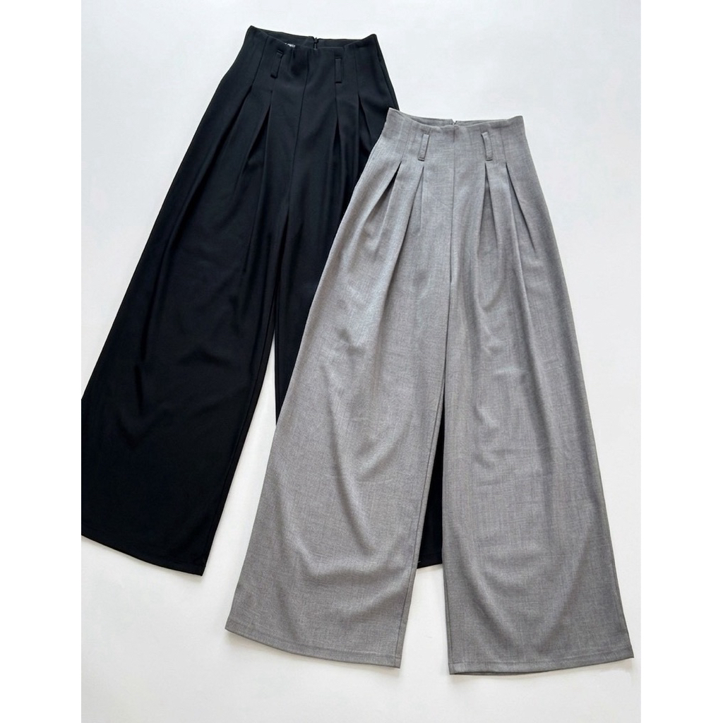 HANABRAND: MIRA PANTS (มี-ร่า) กางเกงเอวสูงทรงขากว้าง ที่เรียบแต่ดูแพง ดีไซน์จีบด้านหน้า เพิ่มมิติให้ช่วงขา