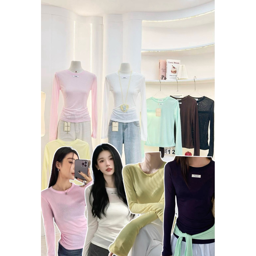 G-ROSE 𝑵𝑬𝑾​ ||꒰ ⁺♡เสื้อแขนยาวผ้าสลาฟบางเข้ารูปแบบพอดีตัว จับแมทง่ายสุด โทนสีสวยมากๆ