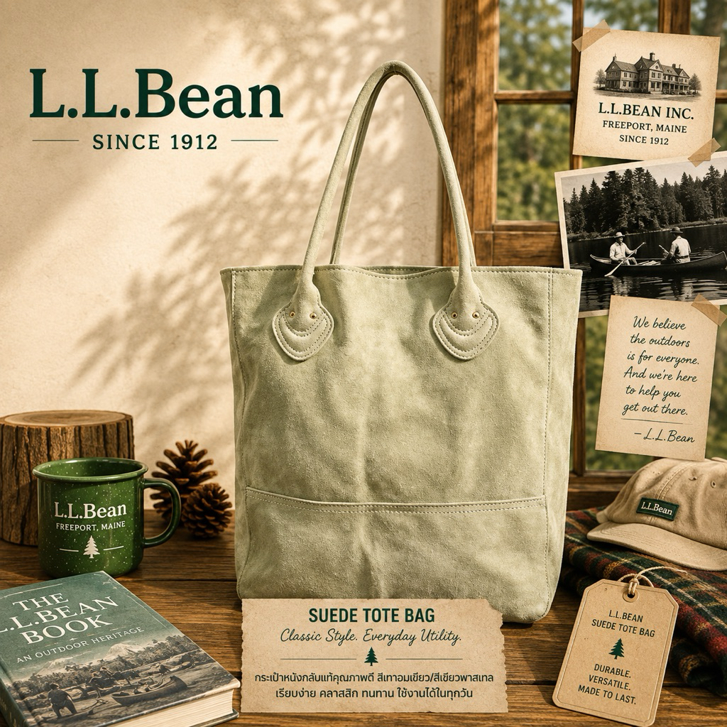 L.L.Bean Suede Tote Bag Suede Leather Gray