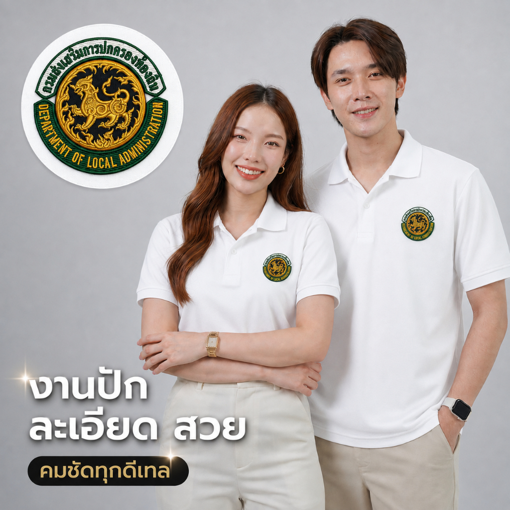 Ananya เสื้อโปโล อปท กรมส่งเสริมการปกครองท้องถิ่น งานปักอกซ้ายจุดเดียว ไมมีกระเป๋า ผ้านุ่มใส่สบาย ชาย/หญิง ไซส์34-52นิ้ว