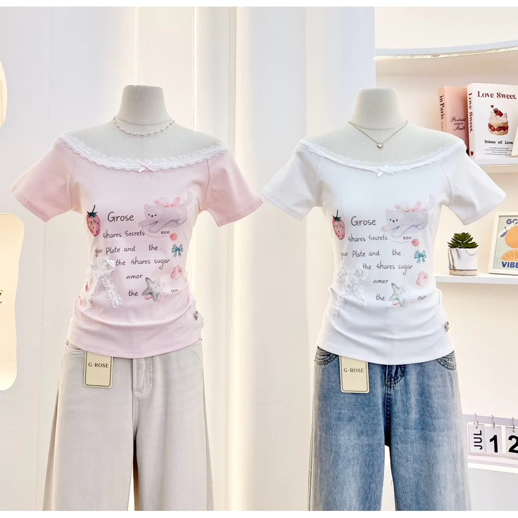 G-rose เสื้อแขนเฉียง แต่งชายระบาย