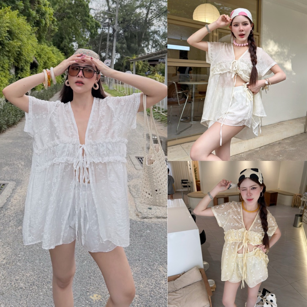 Teera❤️พร้อมส่ง✨2ชิ้น‼️เสื้อ+กางเกง🌸ผ้าสาลู งานน่ารัก แบ๊วมาก🩵newnew