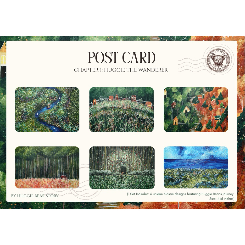 [Huggie Bear Story] Postcard Set (4*6 inch) Chapter 1: Huggie The Wanderer (Set of 6)