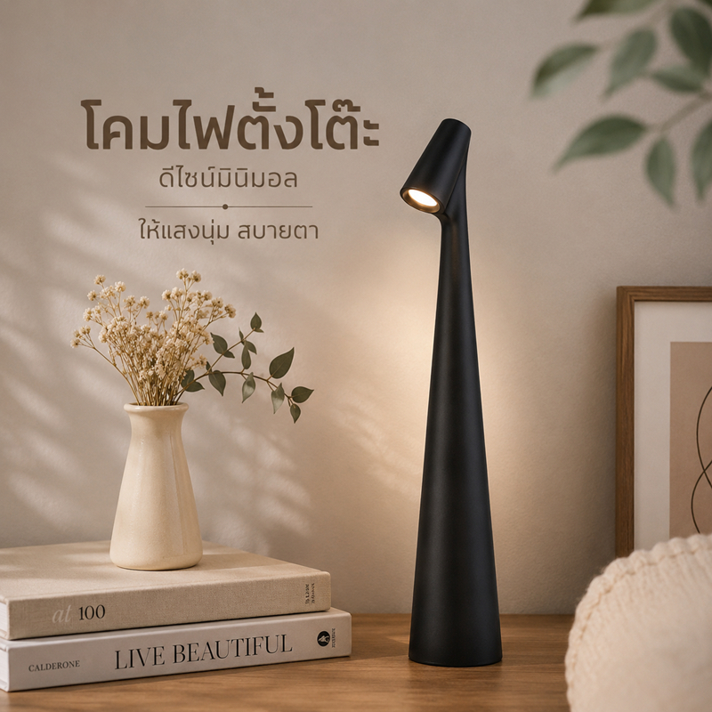โคมไฟหัวเตียง โคมไฟตั้งโต๊ะ LED โมเดิร์น ปรับความสว่างได้ ตั้งเวลาได้ ชาร์จใหม่ได้ ไฟตั้งโต๊ะ ชาร์จ USB โคมไฟตั้งโต๊ะ