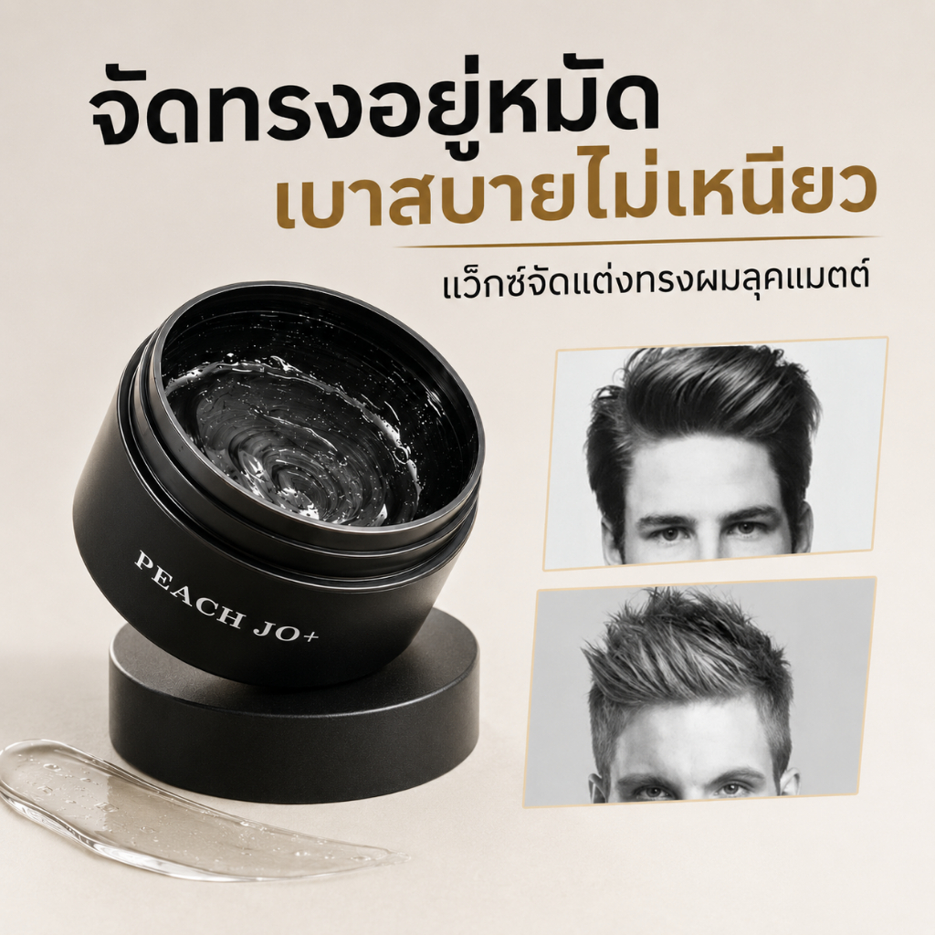 พร้อมส่ง PEACHJO แว็กซ์จัดแต่งทรงผมผู้ชาย 100g เนื้อแมตต์ คุมทรงนาน เพิ่มวอลลุ่ม ผมดูหนาเป็นธรรมชาติ ไม่เหนียวเหนอะหนะ