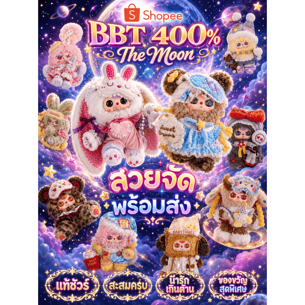 🥨พร้อมส่งในไทย - แบบ บวน♨️BABY THREE 400% The Moon คอลใหม่ล่าสุด*
