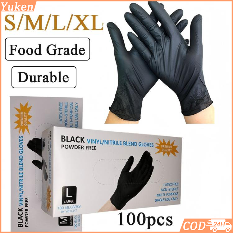 ถุงมือไนไตรสีดำหนาพิเศษ5g 100ชิ้น/กล่อง ถุงมือยางไนไตรไม่มีแป้ง ทนเคมี ความยืดหยุ่นสูง ไม่ขาดง่าย ป้องกันรั่วซึม