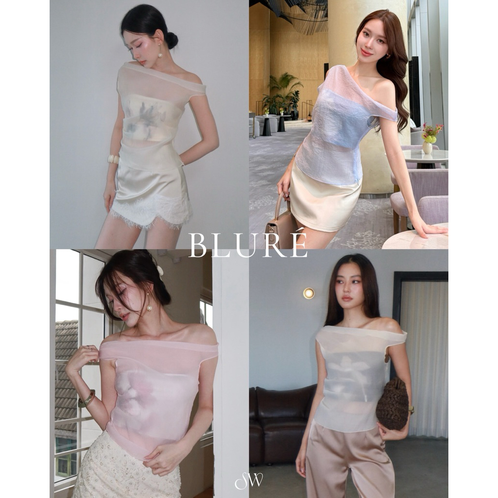 Bluré ไหล่เฉียงซีทรู มาพร้อมเกาะอกพิมลายแบบ soft blur