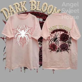 (COD) Angle Official เสื้อยืดผู้หญิงแขนสั้น ลายใยแมงมุมและดอกกุหลาบ ทรงหลวม โอเวอร์ไซซ์ ผ้านุ่ม สไตล์ Y2K สตรีท
