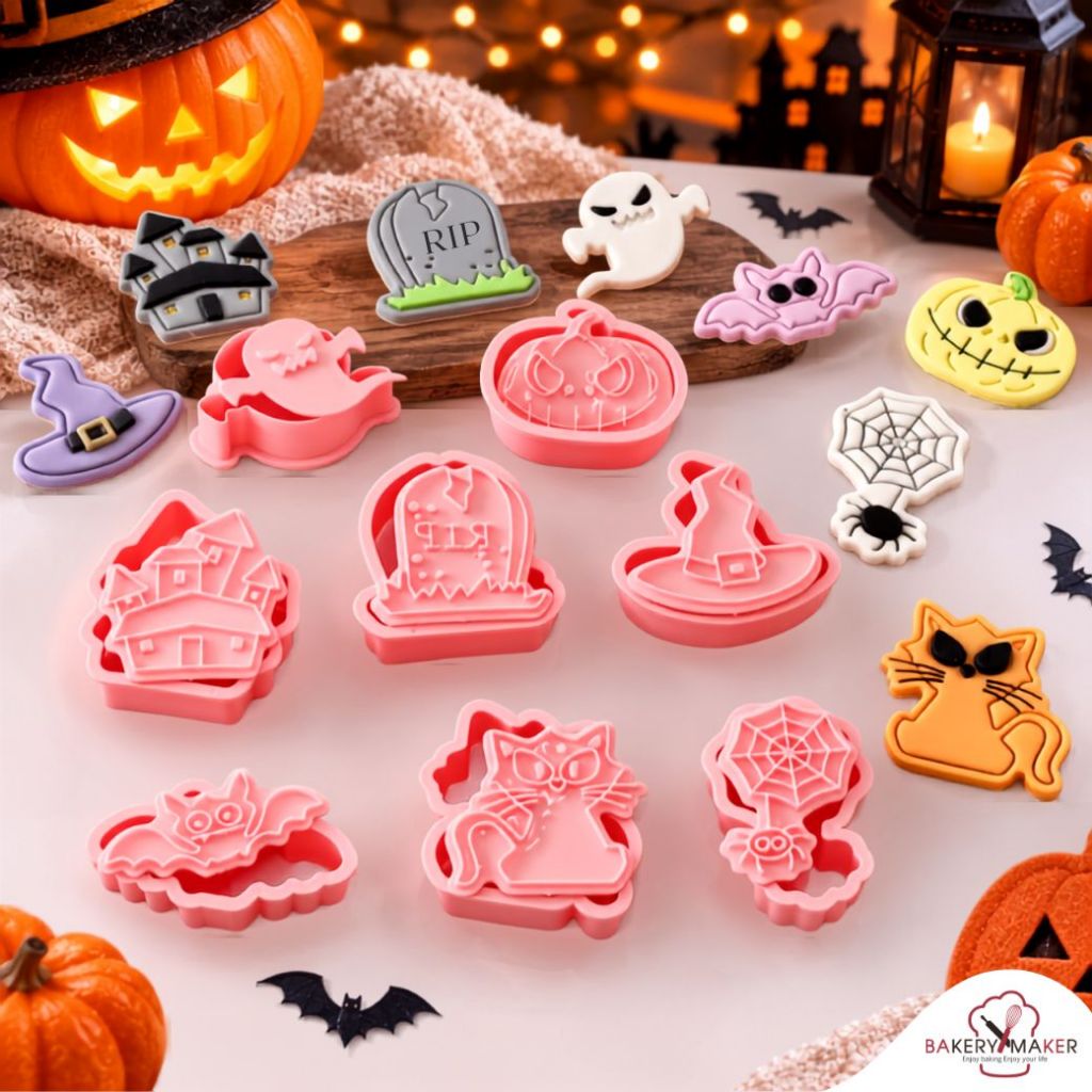 เซ็ทพิมพ์กดคุ้กกี้  Halloween 8 ลาย Cookies cutter พิมพ์กดคุกกี้ไอซิ่ง ฟองดอง