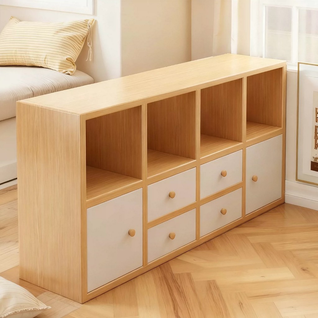 【มีลิ้นชักหลายช่อง】ชั้นวางหนังสือ IKEA 120cm ชั้นวางทีวี ของเล่น รับน้ำหนักได้ 200 กก. แผ่นไม้จริงที่แข็งแรง
