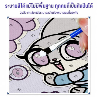 ระบายสีตามตัวเลข 20*20 ซม มีสี+พู่กัน ภาพวาดตกแต่งอะคริลิค วาดภาพสีน้ำมันดิจิตอล ของขวัญ DIY เฟรมผ้าใบ สมใจ