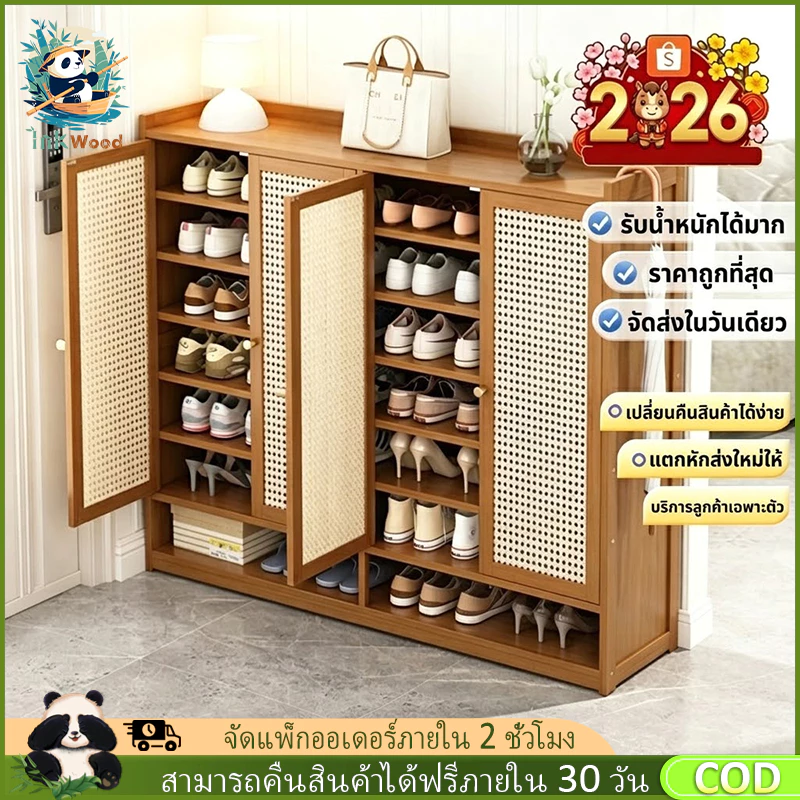 【จัดส่งภายใน 2 ชั่วโมง】ตู้รองเท้าไม้ ตู้รองเท้า การระบายอากาศและความชื้น ความจุขนาดใหญ่ตู้รองเท้า