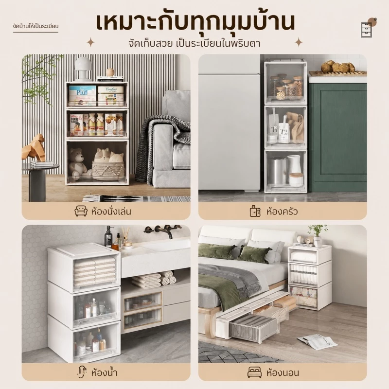 NeatBox กล่องพลาสติก กล่องลิ้นชัก PP 5-74L กล่องเก็บเสื้อผ้า วางซ้อนกันได้ ไม่ต้องติดตั้ง เก็บสะดวก ความจุสูงa thumbnail 7