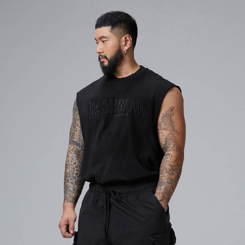 ZIRCUIT เสื้อแขนกุด ผ้าฝ้าย 280g ลายปัก รุ่น PASSWORD