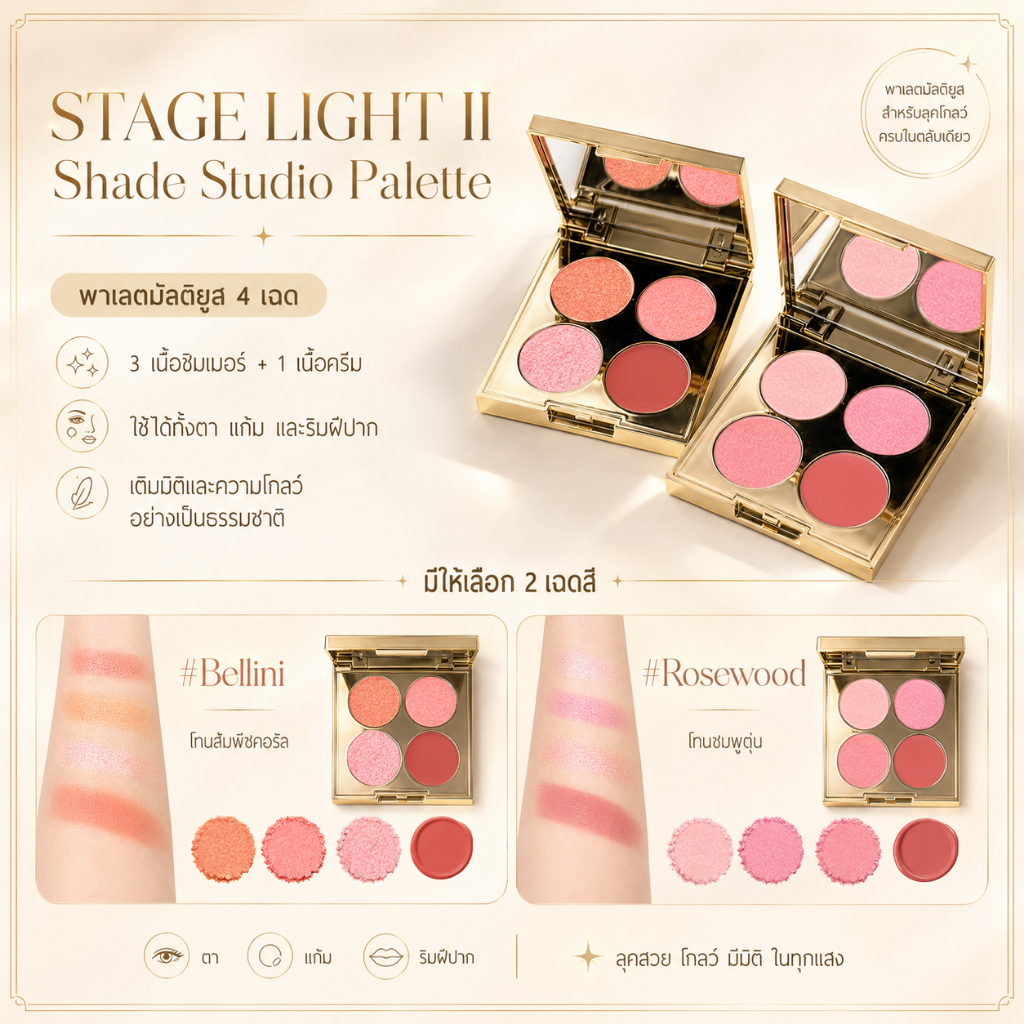 MYCA باليت Stage Light II ‏4 ألوان للخدود والعيون والشفاه — صورة 2