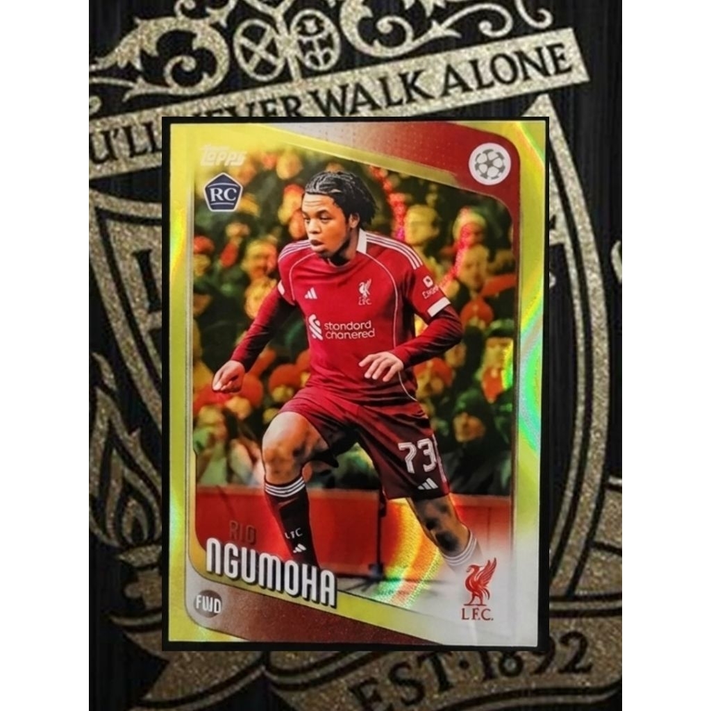 RIO NGUMOHA 2025-26 Topps UCC Neon Yellow FlowFractor RC #191 Liverpool