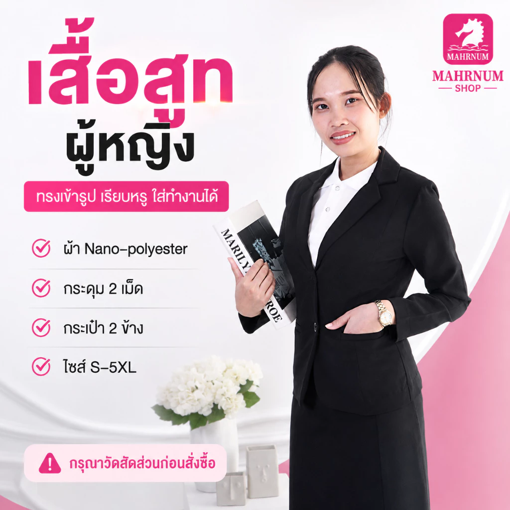 [🔥ขายดี] เสื้อสูท(ผู้หญิง-สีดำ)👩‍💼(ตัวเปล่า) ใส่ทำงานเข้ารูป และกระโปรงสีดำ(จำหน่ายแยก) สีอาจต่างกับสีเสื้อสูทเล็กน้อย