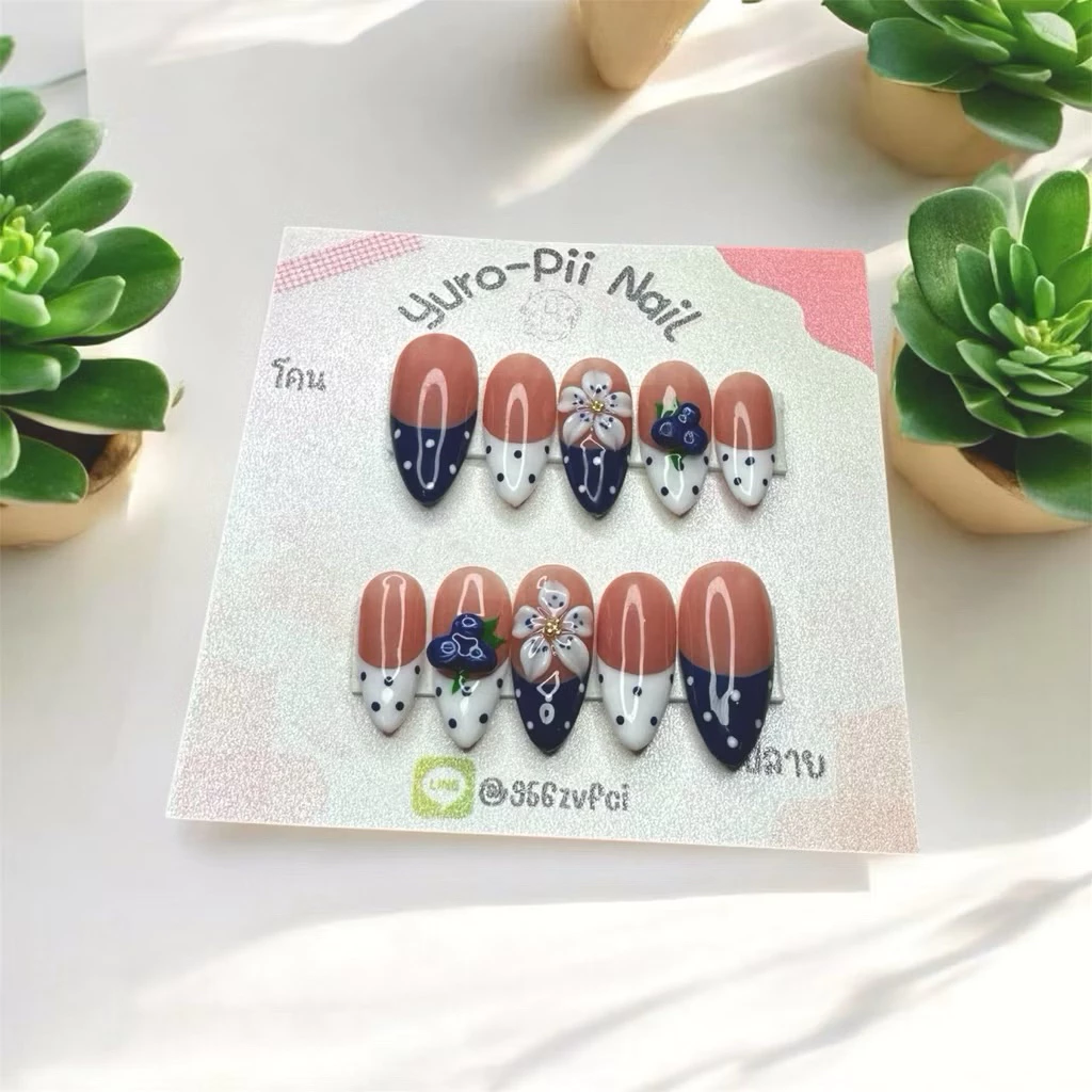 เล็บปลอมพร้อมส่ง (ไซส์ M) S ติดได้ ความยาวสั้นกุด-ยาวกลาง-ยาว💅 ฟรีกาวชมพู+ตะไบทุกชุด