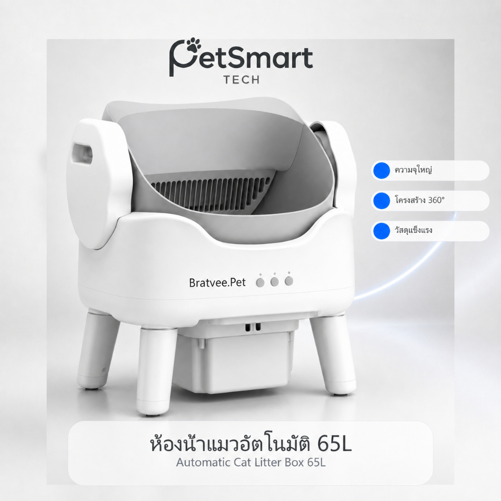 [PetSmart]ห้องน้ำแมวอัตโนมัติ กระบะทรายแมวอัตโนมัติ 15L APP เก็บกลิ่น ลดทรายกระเด็น ทำความสะอาดเอง