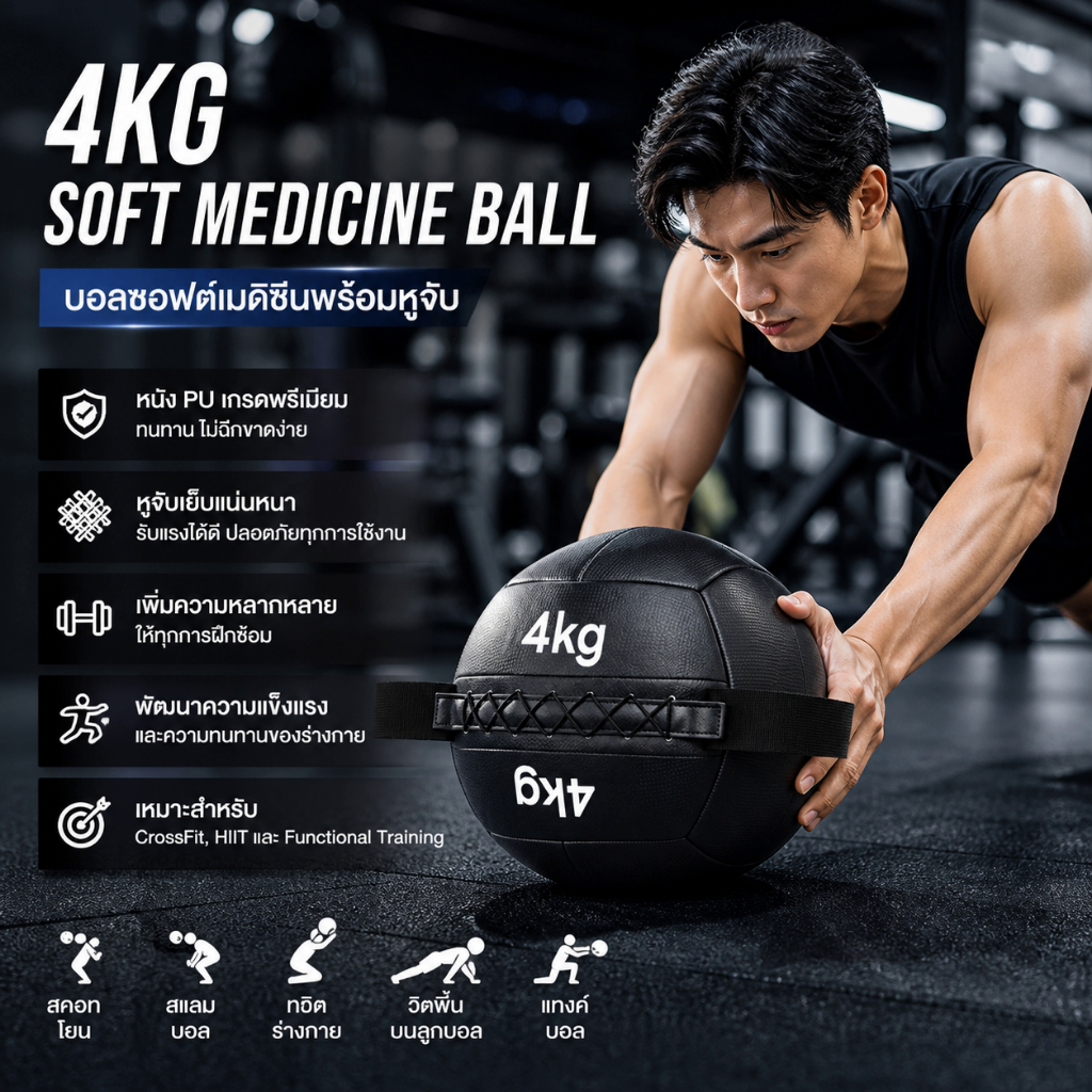 Wall ball 2-8kg วอลบอล ลูกบอลถ่วงน้ำหนัก อุปกรณ์ฟิตเนส ฝึกกล้ามเนื้อแกนกลาง สำหรับฝึกซ้อมออกกำลังกายที่บ้านและยิม