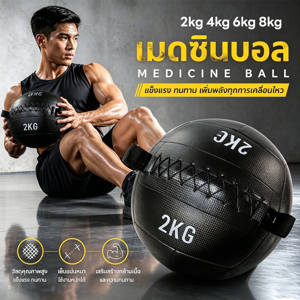 Wall Ball ลูกบอลน้ำหนัก ลูกคบอลถ่วงน้ำหนัก วอลบอล ลูกบอล ฝึกกล้ามเนื้อ Wallball- Homefittools